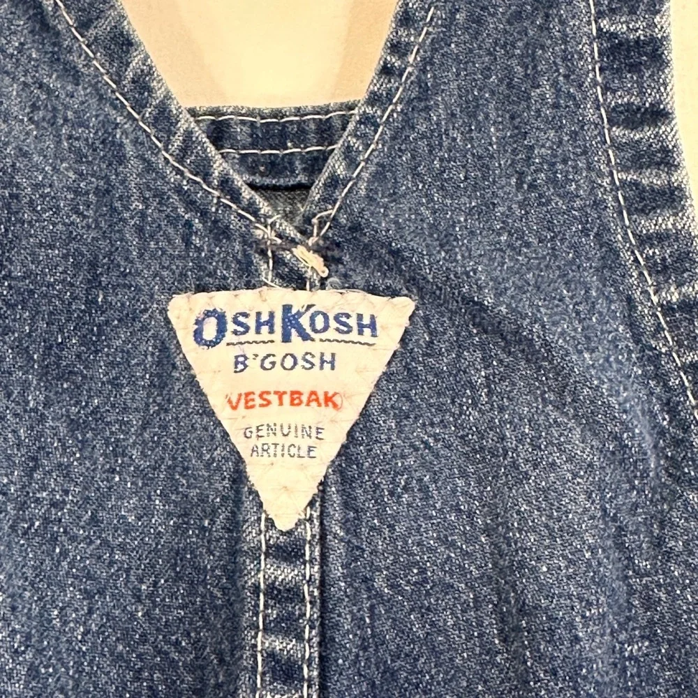 OshKosh‎ B'gosh Vestbak Denim Overalls Kids 18M Blue Snap Leg | Vintage